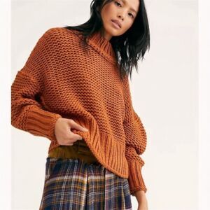 Free People My Only Sunshine Sweater Tuscan Earth Brown NWT Size S Oversized